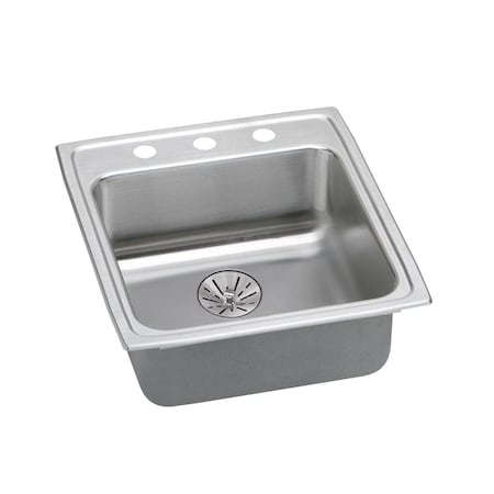 Elkay Lustertone Stainless Steel 19-1/2 X 22 X 6-1/2 Single Bowl Top Mount Ada Sink With Perfect Drain LRADQ202265PDMR2